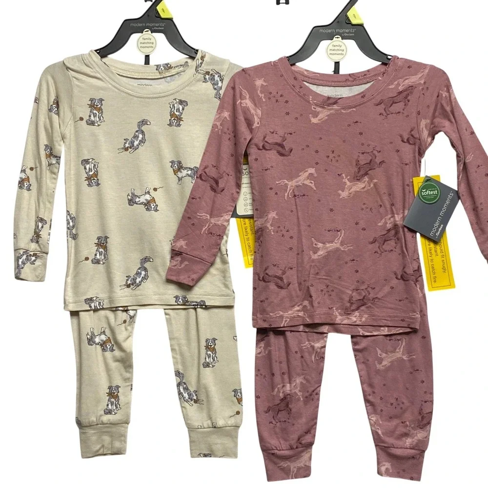 Modern Moments by Gerber‎ Toddler Pajamas 2-Pack Horse Dog 3T NWT